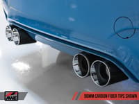 awe tuning 15-20 bmw f8x m3/m4 non-resonated track edition exhaust - carbon fiber tips (96mm) 3010-45010
