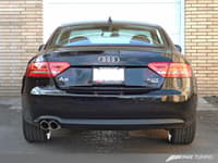 awe tuning 09-17 audi b8 a5 2.0t touring edition single outlet exhaust - polished silver tips 3015-22012