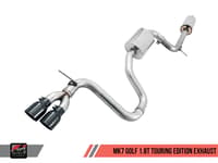 awe tuning 15-17 vw mk7 golf 1.8t touring edition exhaust w/chrome silver tips (90mm) 3015-22052