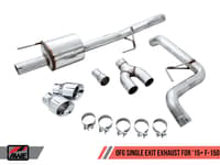 awe tuning 15-20 ford f-150 0fg single exit performance exhaust system w/4.5in chrome silver tips 3015-22066