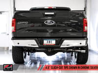 awe tuning 15-20 ford f-150 0fg single exit performance exhaust system w/4.5in chrome silver tips 3015-22066