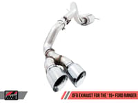 awe tuning 19-21 ford ranger 0fg performance exhaust system w/chrome silver tips & bash guard 3015-22072