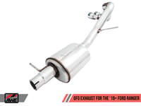 awe tuning 19-21 ford ranger 0fg performance exhaust system w/chrome silver tips & bash guard 3015-22072
