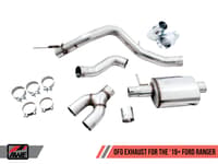 awe tuning 19-21 ford ranger 0fg performance exhaust system w/diamond black tips & rock guard 3015-23064