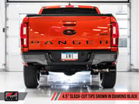 awe tuning 19-21 ford ranger 0fg performance exhaust system w/diamond black tips & rock guard 3015-23064