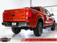 awe tuning 19-21 ford ranger 0fg performance exhaust system w/diamond black tips & rock guard 3015-23064
