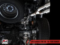 awe tuning 19-21 ford ranger 0fg performance exhaust system w/chrome silver tips & bash guard 3015-22072