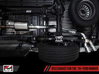 awe tuning 19-21 ford ranger 0fg performance exhaust system w/chrome silver tips & bash guard 3015-22072