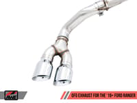 awe tuning 19-21 ford ranger 0fg performance exhaust system w/diamond black tips & rock guard 3015-23064