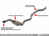 awe tuning 13-18 bmw 320i (f30) touring edition exhaust w/ perfomance mid pipe - diamond black tips 102mm 3015-23038