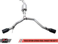 awe tuning 20-22 jeep gladiator jt 3.6l tread edition cat-back dual exhaust - diamond black tips 3015-33101