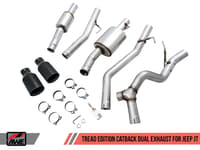 awe tuning 20-22 jeep gladiator jt 3.6l tread edition cat-back dual exhaust - diamond black tips 3015-33101