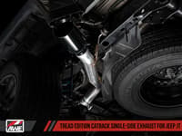 awe tuning 20-22 jeep gladiator jt 3.6l tread edition cat-back single side exhaust - diamond blk tips 3015-23103