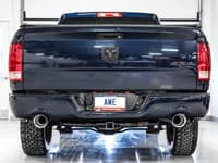 awe tuning 09-21 ram 1500 5.7l (w/cutouts) 0fg dual rear exit cat-back exhaust - chrome silver tips 3015-32002