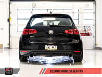 awe tuning 15-17 vw mk7 gti touring edition exhaust - chrome silver tips 3015-32046
