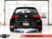 awe tuning 15-17 vw mk7 gti touring edition exhaust - diamond black tips 3015-33050