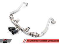 awe tuning 17-21 porsche 718 boxster / cayman touring edition exhaust - diamond black tips 3015-33080
