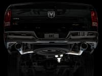 awe tuning 09-21 ram 1500 5.7l (w/o cutout) 0fg dual rear exit cat-back exhaust - chrome silver tips 3015-32101