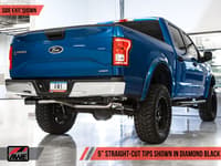 awe tuning 15-20 ford f-150 0fg dual exit performance exhaust system w/5in chrome silver tips 3015-32104