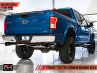 awe tuning 15-20 ford f-150 0fg dual exit performance exhaust system w/5in chrome silver tips 3015-32104