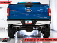 awe tuning 15-20 ford f-150 0fg dual exit performance exhaust system w/5in chrome silver tips 3015-32104