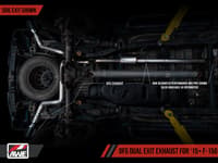 awe tuning 15-20 ford f-150 0fg dual exit performance exhaust system w/5in chrome silver tips 3015-32104