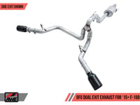awe tuning 15-20 ford f-150 0fg dual exit performance exhaust system w/5in chrome silver tips 3015-32104