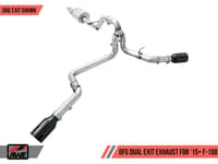 awe tuning 15-20 ford f-150 0fg dual exit performance exhaust system w/5in chrome silver tips 3015-32104
