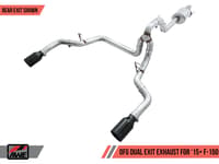 awe tuning 15-20 ford f-150 0fg dual exit performance exhaust system w/5in chrome silver tips 3015-32104