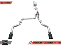 awe tuning 15-20 ford f-150 0fg dual exit performance exhaust system w/5in chrome silver tips 3015-32104