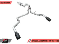 awe tuning 15-20 ford f-150 0fg dual exit performance exhaust system w/5in chrome silver tips 3015-32104