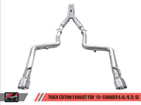 awe tuning 15-21 dodge charger 6.4l/6.2l supercharged track edition exhaust - chrome silver tips 3015-32112