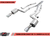 awe tuning 15-21 dodge charger 6.4l/6.2l sc resonated touring edition exhaust - chrome silver tips 3015-32114