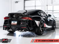 awe 20-22 toyota supra a90 resonated touring edition exhaust - 5in chrome silver tips 3015-32118