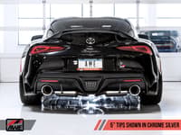 awe 20-22 toyota supra a90 non-resonated touring edition exhaust - 5in chrome silver tips 3020-32058