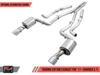 awe tuning 17-22 dodge charger 5.7l touring edition exhaust - resonated - chrome silver tips 3015-32122