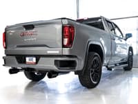 awe tuning 19-22 4th gen gm 1500 5.3l 0fg catback split rear exit (flat bumper) - quad diamond black tips 3015-33206