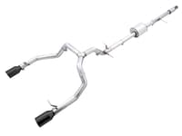 awe tuning 19-22 4th gen gm 1500 5.3l 0fg catback split rear exit (flat bumper) - quad diamond black tips 3015-33206