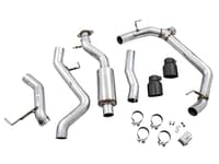 awe tuning 21-22 ford bronco 0fg dual rear exit exhaust w/diamond black tips & bash guard 3015-33456
