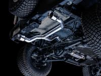 awe tuning 21-22 ford bronco 0fg dual rear exit exhaust w/chrome silver tips & bash guard 3015-32456