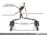 awe tuning 09-17 audi b8 a5 2.0t touring edition exhaust - dual outlet diamond black tips 3015-33026