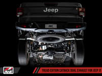 awe tuning 20-22 jeep gladiator jt 3.6l tread edition cat-back dual exhaust - diamond black tips 3015-33101