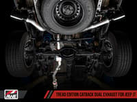 awe tuning 20-22 jeep gladiator jt 3.6l tread edition cat-back dual exhaust - diamond black tips 3015-33101