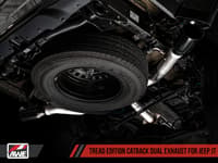 awe tuning 20-22 jeep gladiator jt 3.6l tread edition cat-back dual exhaust - diamond black tips 3015-33101