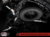 awe tuning 20-22 jeep gladiator jt 3.6l tread edition cat-back dual exhaust - diamond black tips 3015-33101