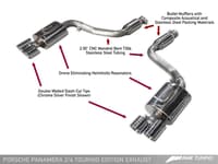 awe tuning 11-13 porsche panamera 2/4 touring edition exhaust (2011-2013) - w/chrome silver tips 3015-42060