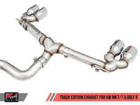 awe tuning 18-19 vw mk7.5 golf r track edition exhaust w/chrome silver tips 102mm 3015-42140
