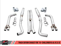 awe tuning 15-21 dodge challenger 6.4l/6.2l sc track edition exhaust - quad diamond black tips 3015-43144