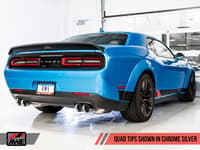awe tuning 15-21 dodge challenger 6.4l/6.2l non-resonated touring edition exhaust - quad silver tips 3020-42074