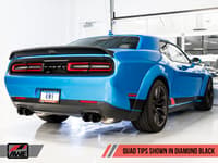 awe tuning 15-21 dodge challenger 6.4l/6.2l sc track edition exhaust - quad diamond black tips 3015-43144